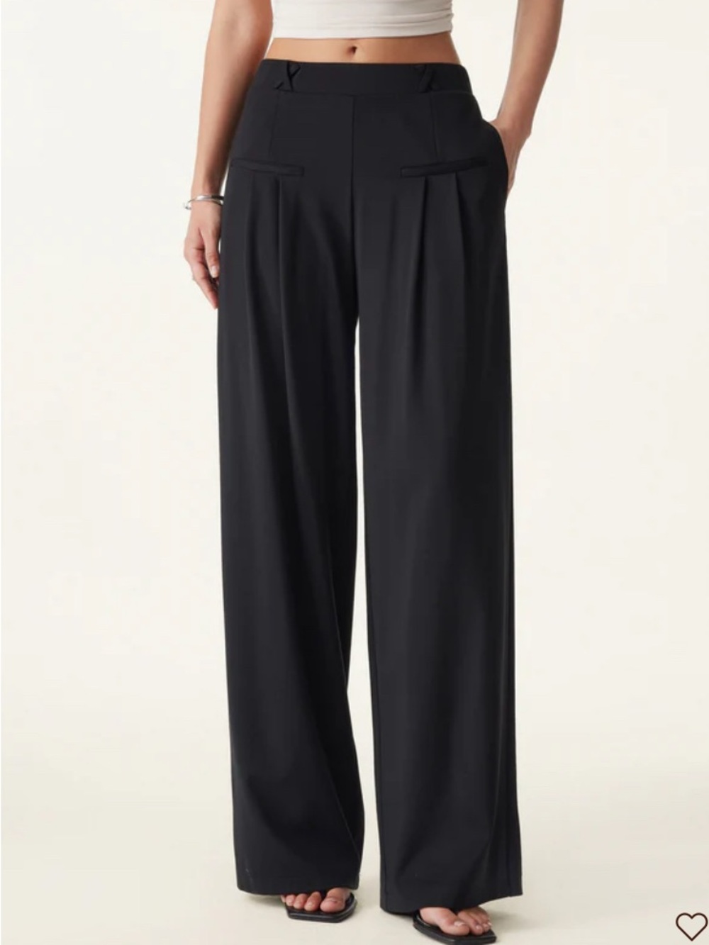 OGL Drapey Bamboo Ponte Mid Rise Wide Leg Trouser with Pockets